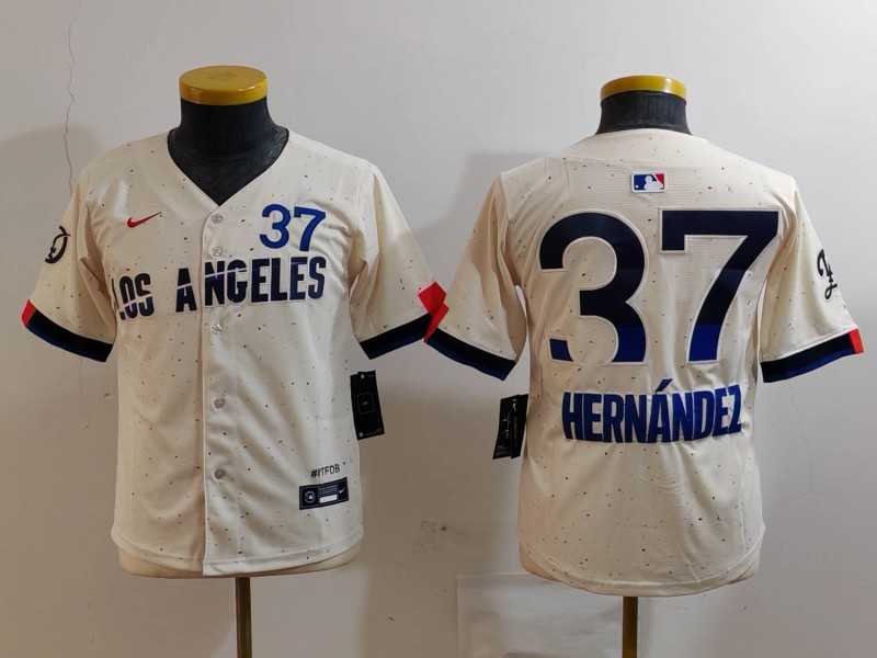Youth Los Angeles Dodgers #37 Teoscar Hernandez Cream 2024 City Connect Limited Stitched Jersey,We sell and wholesale Youth Los Angeles Dodgers #37 Teoscar Hernandez Cream 2024 City Connect Limited Stitched Jersey on line form chian!